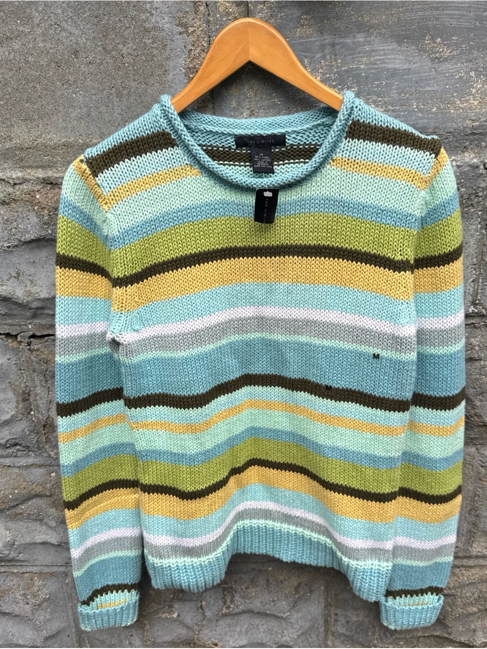 The Limited Vintage Striped Roll Neck Sweater Chunky Size Medium 90s New Y2K